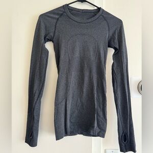 Grey striped long sleeve Lululemon athletic long sleeve